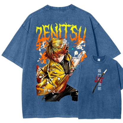 Zenitsu - Demon Slayer Clothing Washed Cotton T-Shirt