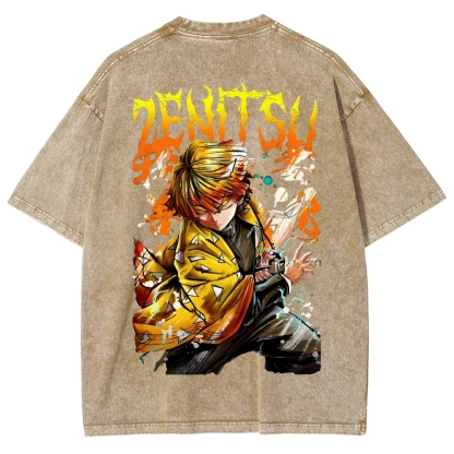 Zenitsu - Demon Slayer Clothing Washed Cotton T-Shirt