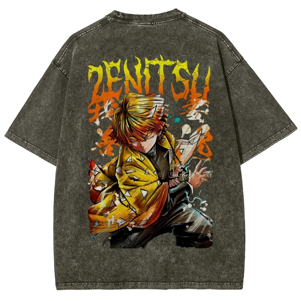 Zenitsu - Demon Slayer Clothing Washed Cotton T-Shirt