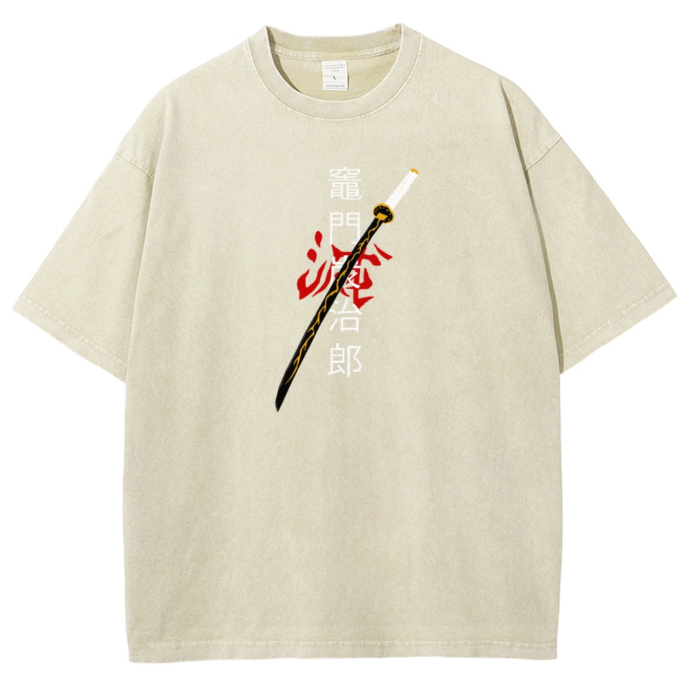 Zenitsu - Demon Slayer Clothing Washed Cotton T-Shirt