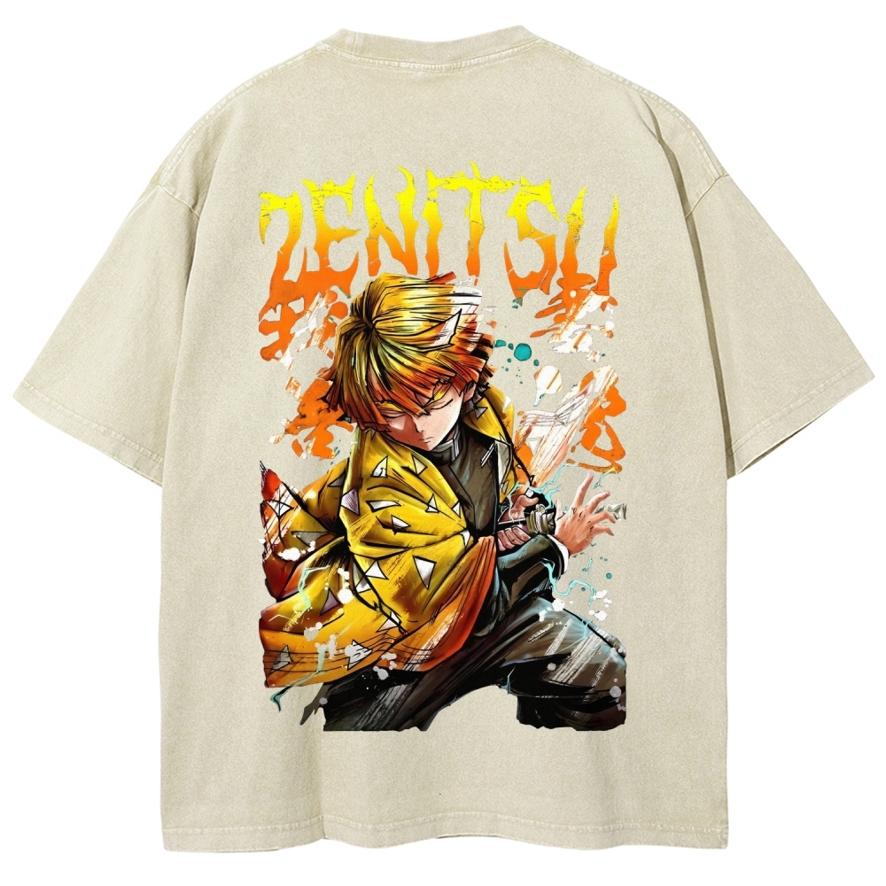 Zenitsu - Demon Slayer Clothing Washed Cotton T-Shirt