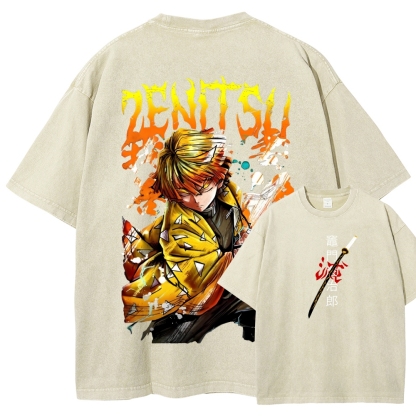 Zenitsu - Demon Slayer Clothing Washed Cotton T-Shirt