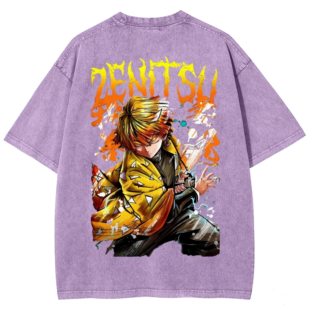 Zenitsu - Demon Slayer Clothing Washed Cotton T-Shirt