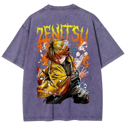 Zenitsu - Demon Slayer Clothing Washed Cotton T-Shirt