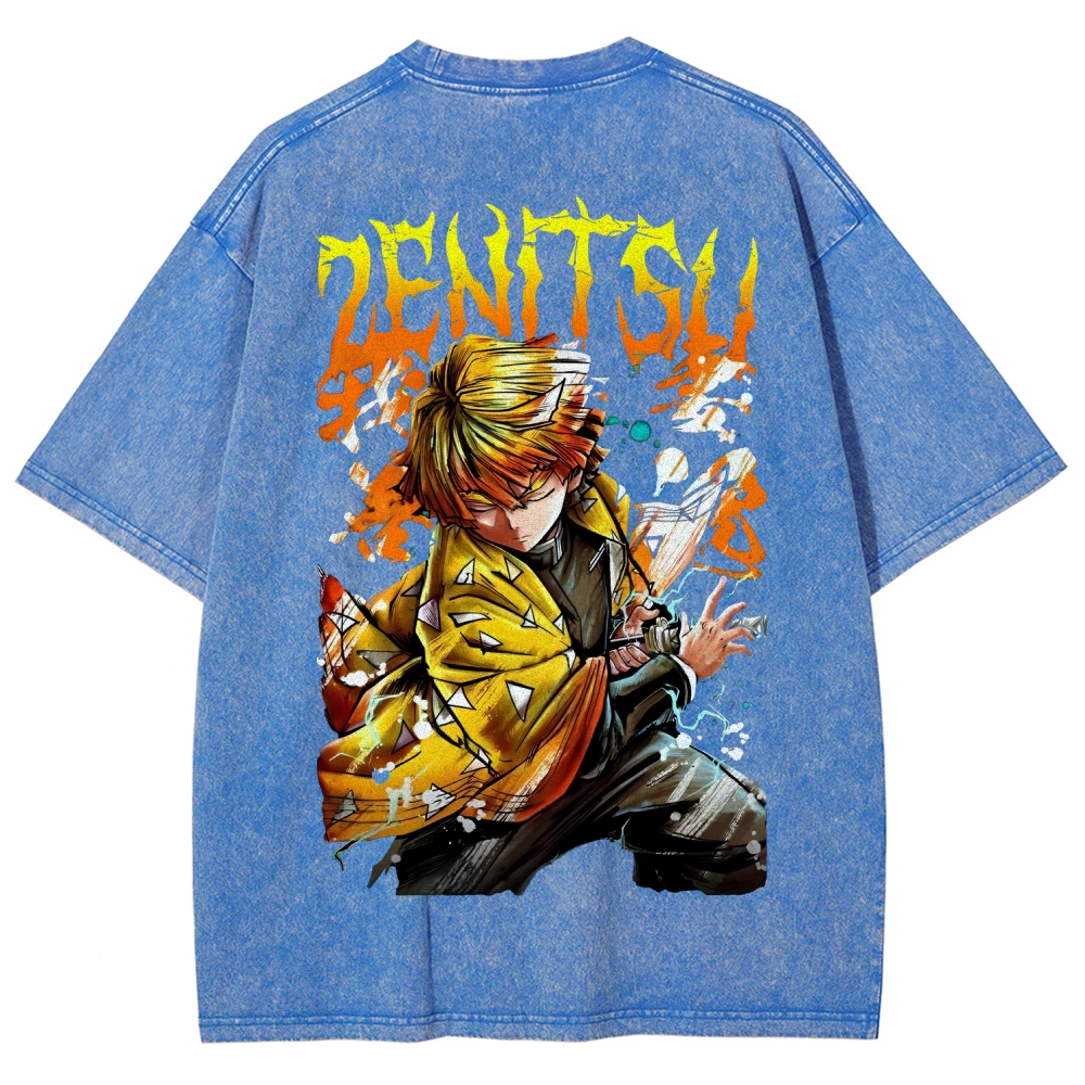 Zenitsu - Demon Slayer Clothing Washed Cotton T-Shirt