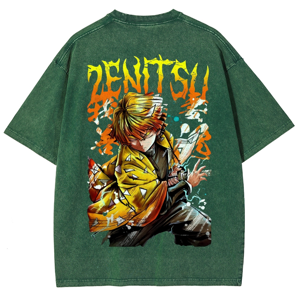 Zenitsu - Demon Slayer Clothing Washed Cotton T-Shirt