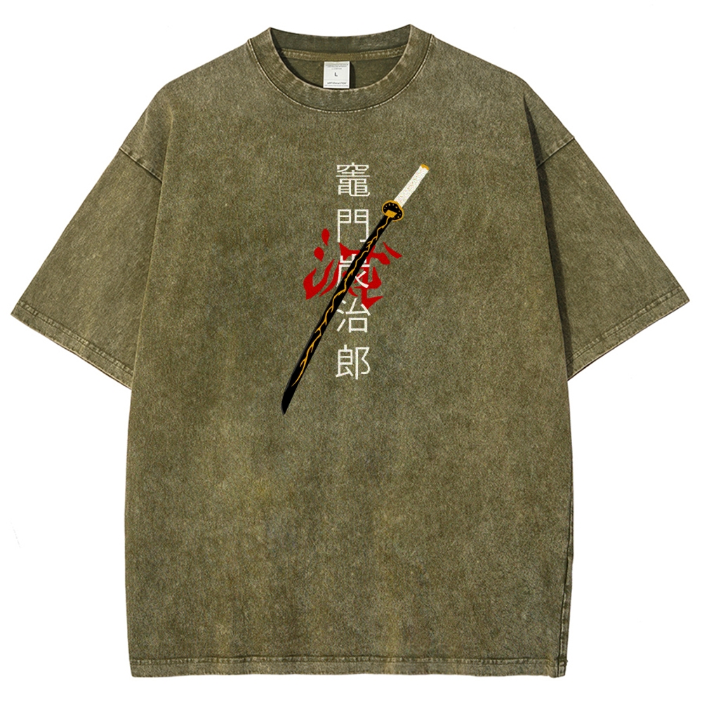 Zenitsu - Demon Slayer Clothing Washed Cotton T-Shirt