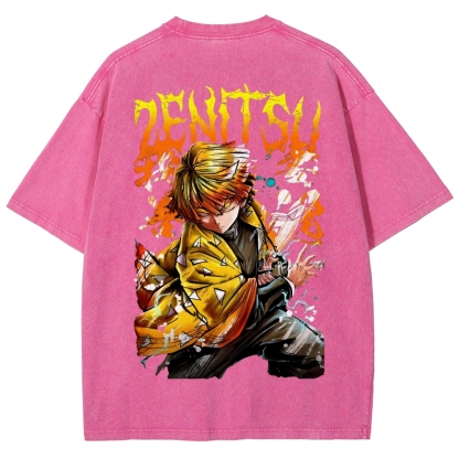 Zenitsu - Demon Slayer Clothing Washed Cotton T-Shirt