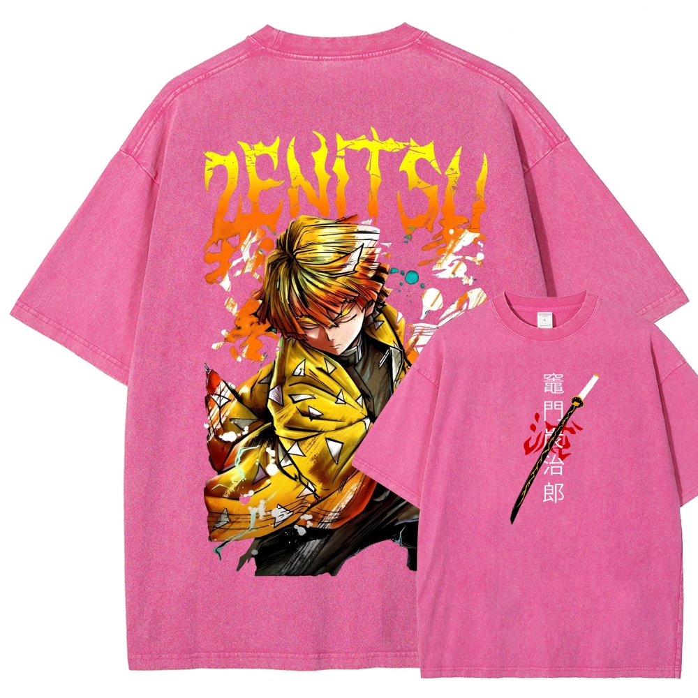 Zenitsu - Demon Slayer Clothing Washed Cotton T-Shirt