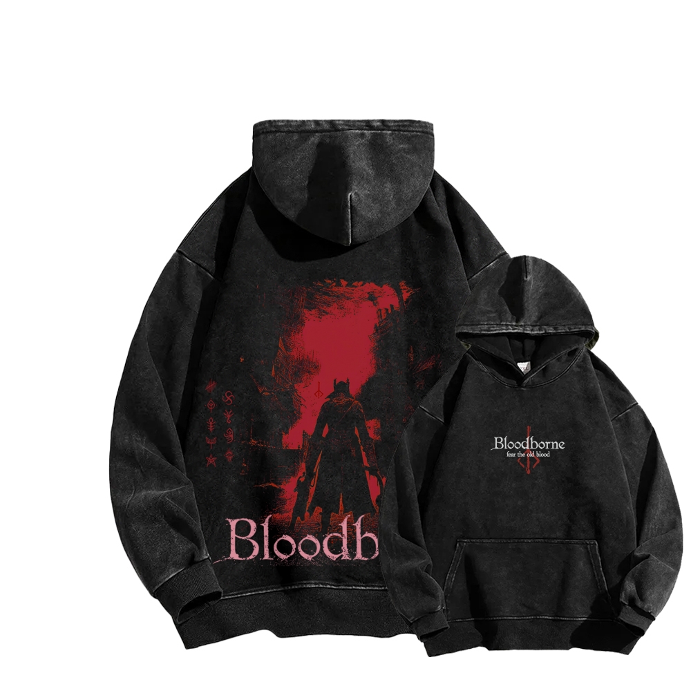 Bloodborne Vintage Unisex Washed Hoodie 2512016783
