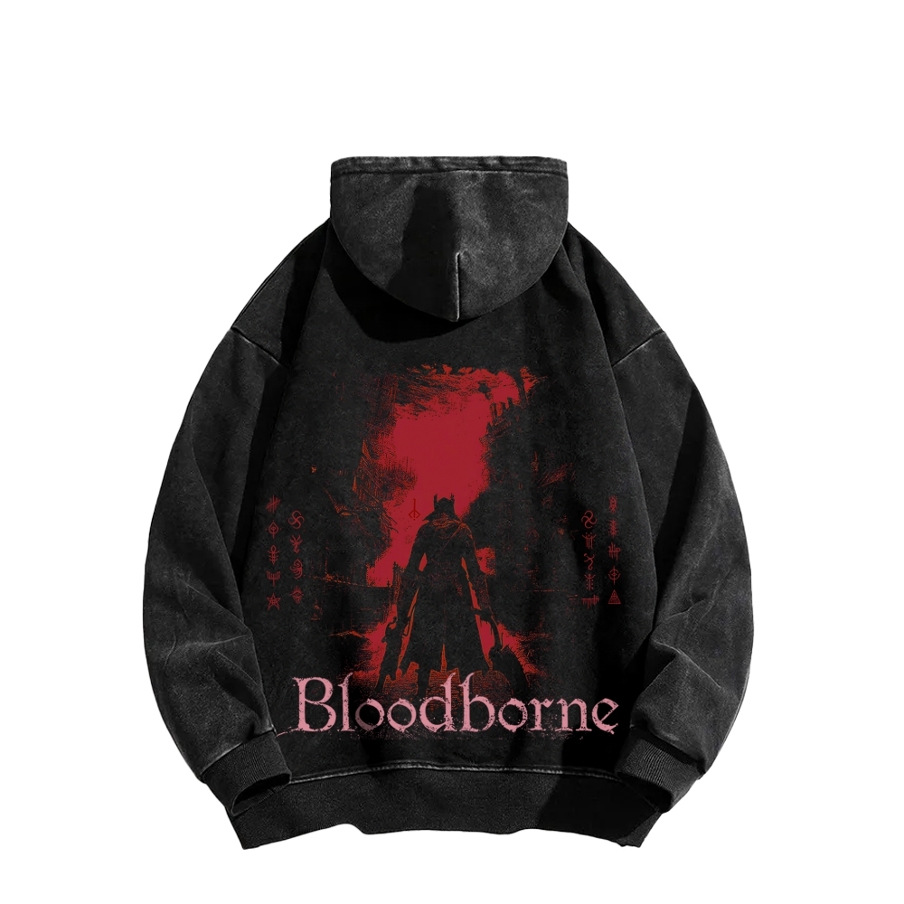 Bloodborne Vintage Unisex Washed Hoodie 2512016783
