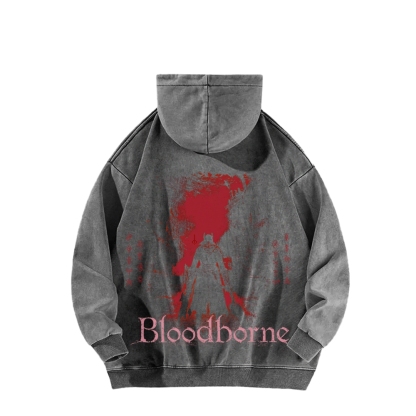 Bloodborne Vintage Unisex Washed Hoodie 2512016783