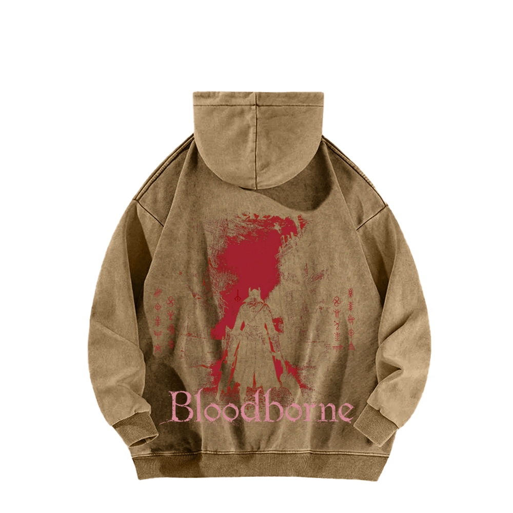 Bloodborne Vintage Unisex Washed Hoodie 2512016783