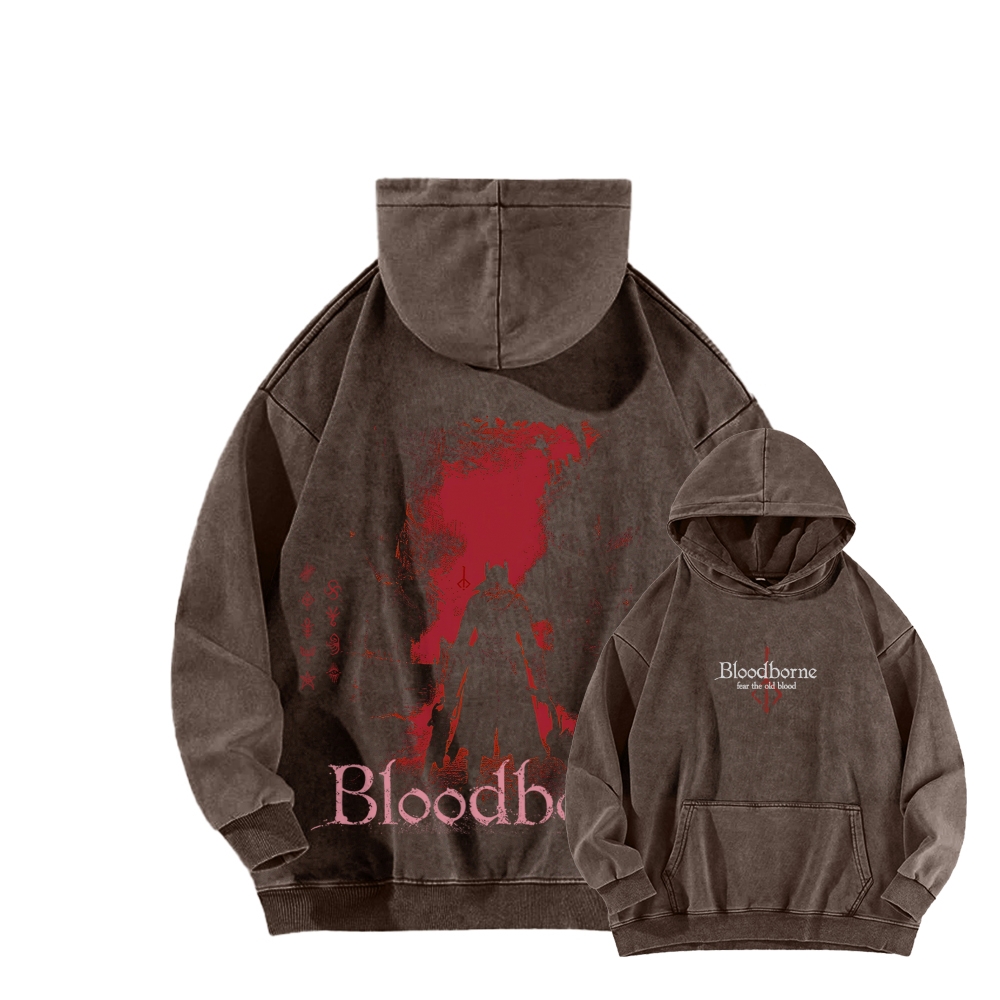 Bloodborne Vintage Unisex Washed Hoodie 2512016783