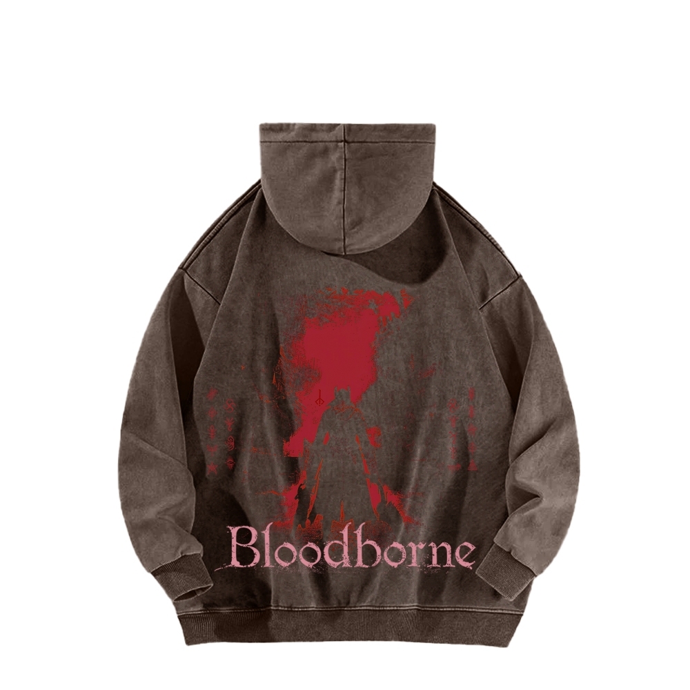 Bloodborne Vintage Unisex Washed Hoodie 2512016783