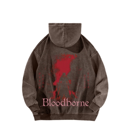 Bloodborne Vintage Unisex Washed Hoodie 2512016783