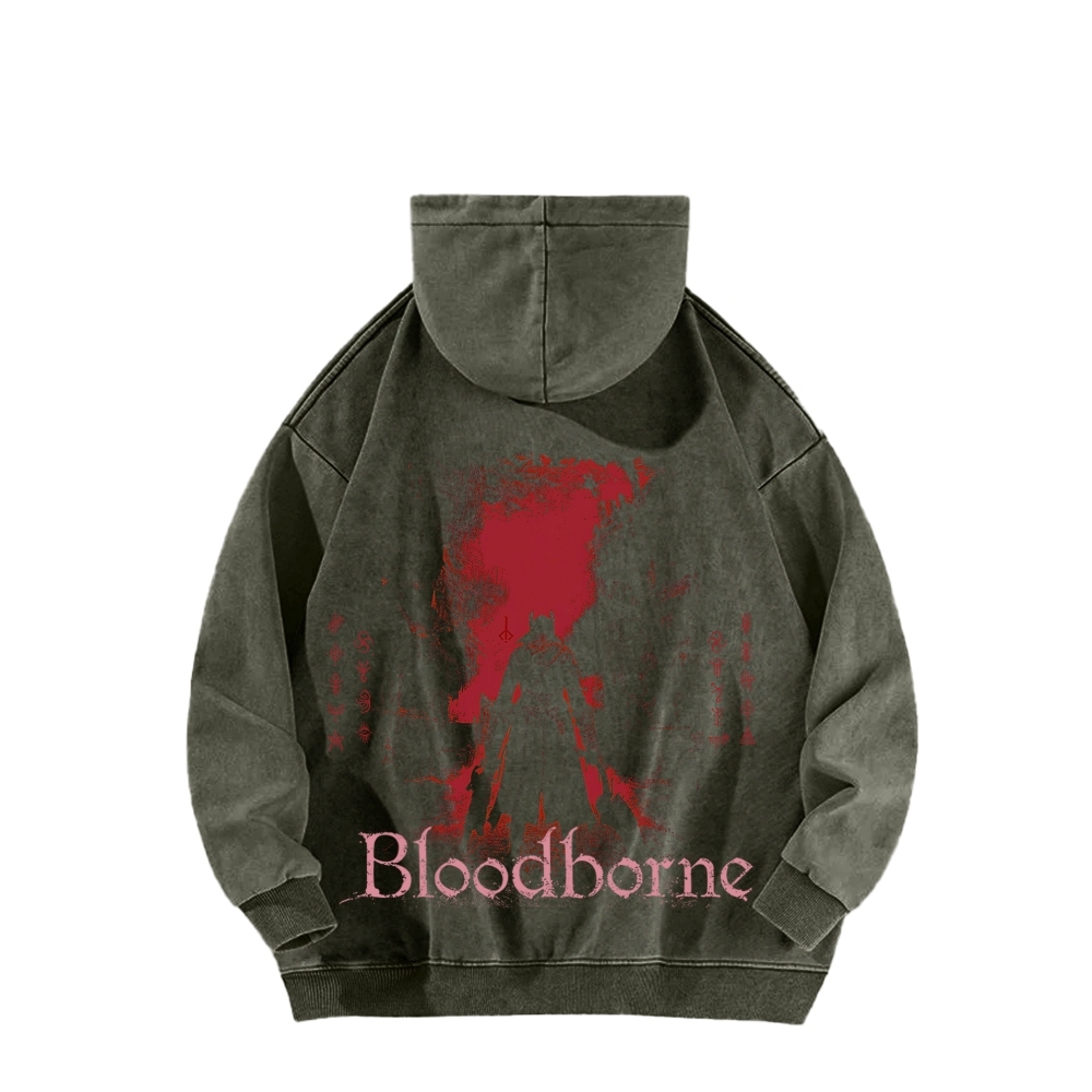 Bloodborne Vintage Unisex Washed Hoodie 2512016783