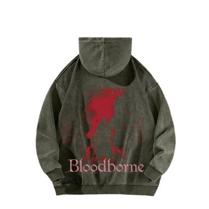 Bloodborne Vintage Unisex Washed Hoodie 2512016783