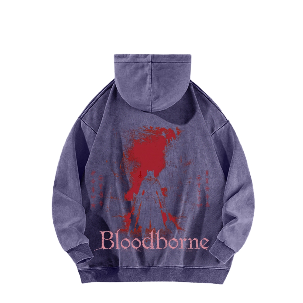 Bloodborne Vintage Unisex Washed Hoodie 2512016783