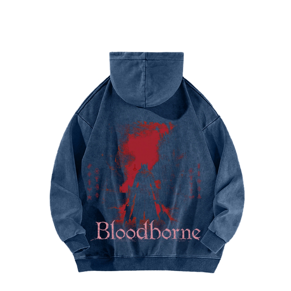 Bloodborne Vintage Unisex Washed Hoodie 2512016783