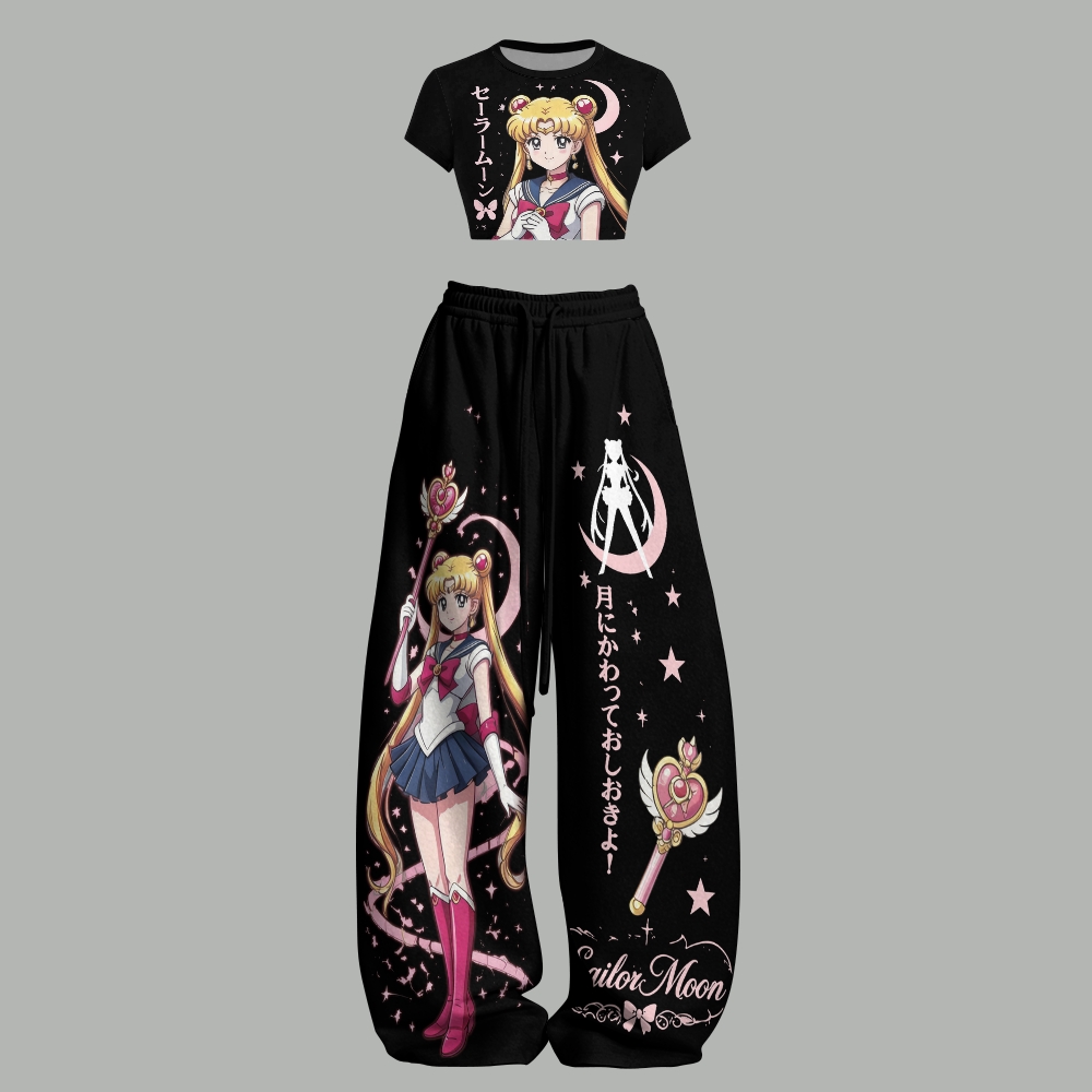 Sailor Moon Women T-Shirt  & Elasticated Trousers Two-Piece Set 2605006779