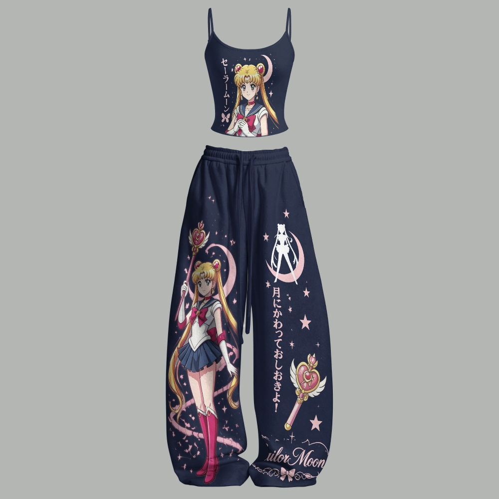 Sailor Moon Top & Elasticated Trousers Two-Piece Set 2605006736