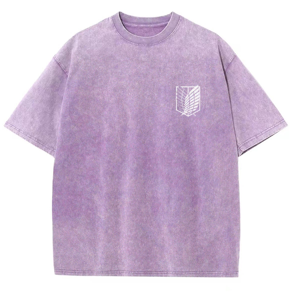 Attack on Titan Anime Acid Washed Oversize T-Shirt