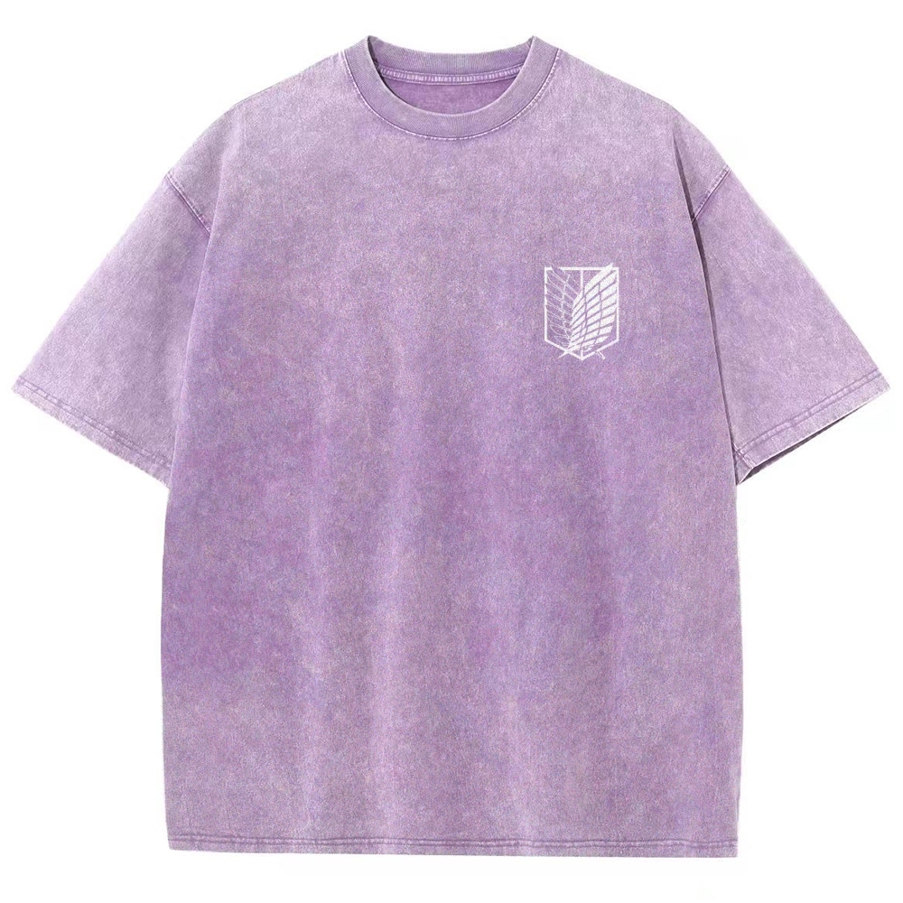 Attack on Titan Anime Acid Washed Oversize T-Shirt
