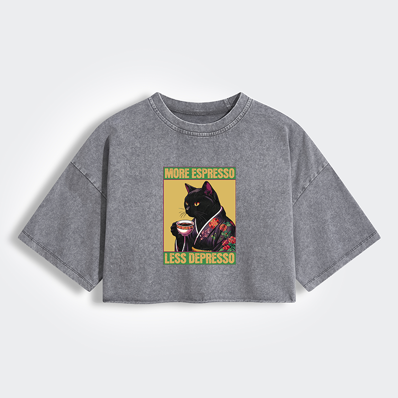 Up Caffeine Down Depression Women's Washed Crop T-Shirt