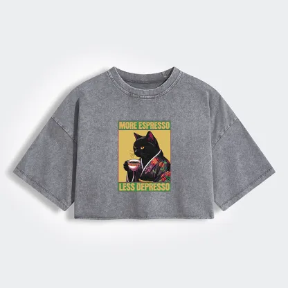 Up Caffeine Down Depression Women's Washed Crop T-Shirt