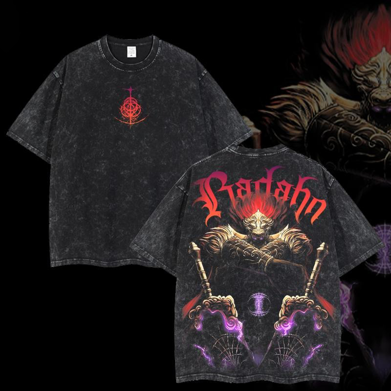 Elden Ring Retro Limited Vintage Radahn-Miquella Consort Game Oversized Washed T-Shirt