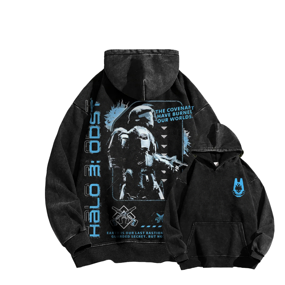 Halo Vintage Casual Washed Hoodie 2507011832