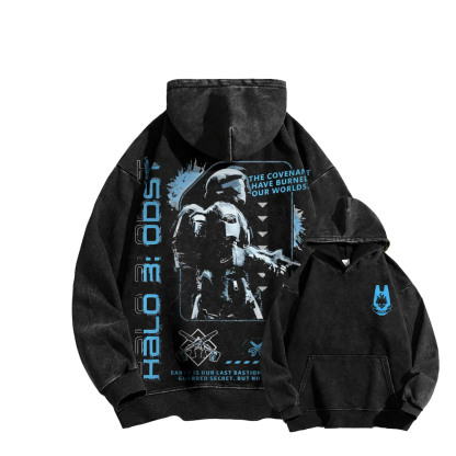 Halo Vintage Casual Washed Hoodie 2507011832