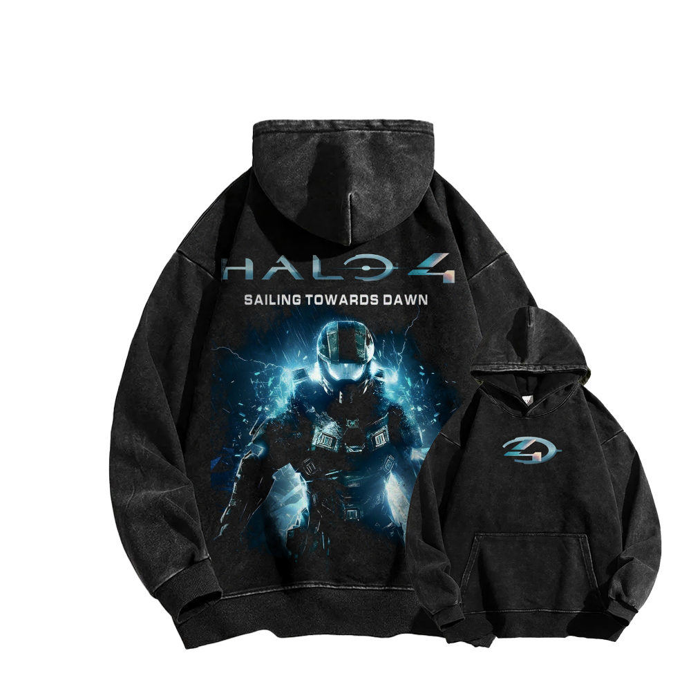 Halo Vintage Casual Washed Hoodie 2507011828