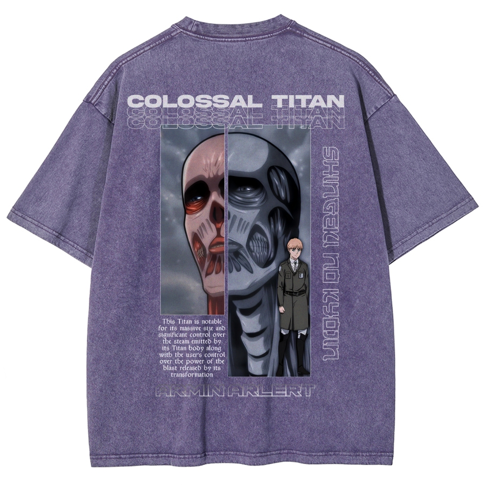 Attack on Titan Anime Acid Washed Oversize T-Shirt