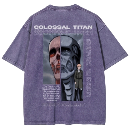 Attack on Titan Anime Acid Washed Oversize T-Shirt