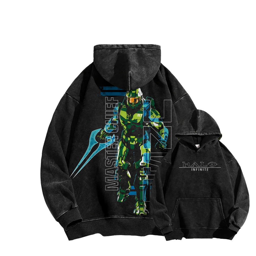 Halo Vintage Casual Washed Hoodie 2507011838