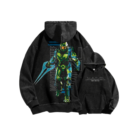 Halo Vintage Casual Washed Hoodie 2507011838