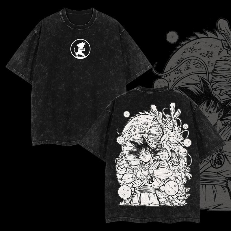 Kakarot DB Manga Design Vintage Unisex Oversize Anime Manga Acid Washed T-shirt