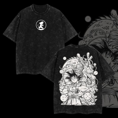Kakarot DB Manga Design Vintage Unisex Oversize Anime Manga Acid Washed T-shirt
