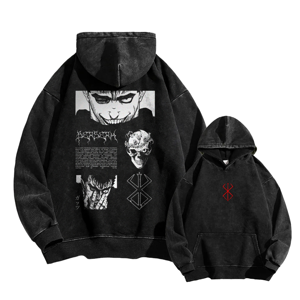 Berserk Casual Washed Hoodie 2509021405