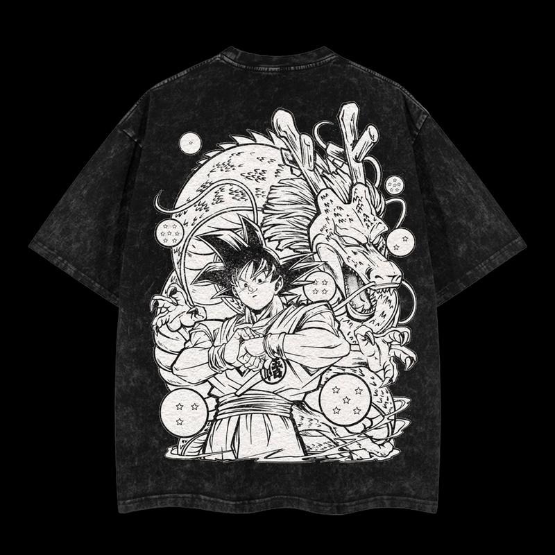 Kakarot DB Manga Design Vintage Unisex Oversize Anime Manga Acid Washed T-shirt