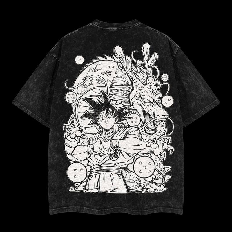 Kakarot DB Manga Design Vintage Unisex Oversize Anime Manga Acid Washed T-shirt