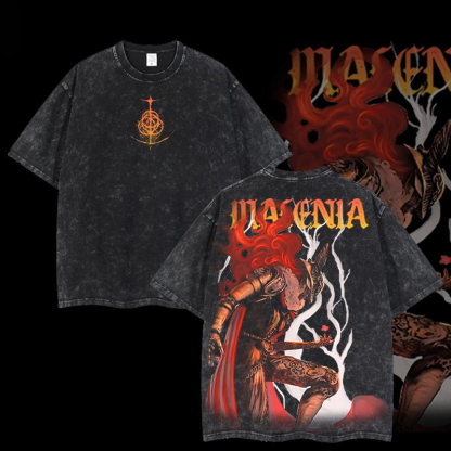 Elden Ring Retro Limited Vintage Malenia-Blade of Miquella Game Oversized Washed T-Shirt