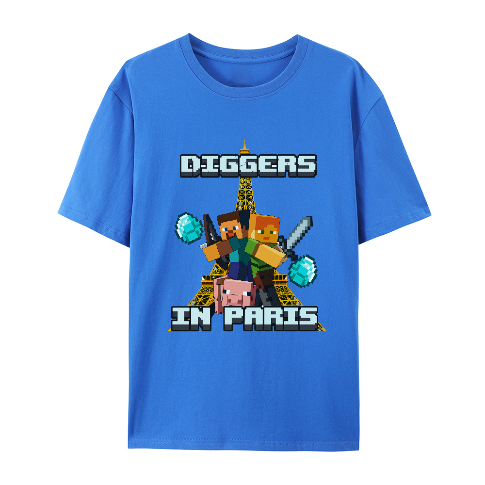 Diggers In Paris Funny Minecraft Shirt Featuring Hilarious Meme and Parody Design