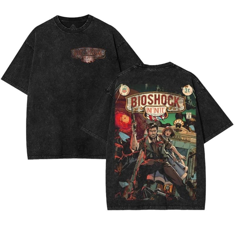 BioShock Infinite Washed Tshirt, Vintage Washed Oversize Graphic T-Shirt
