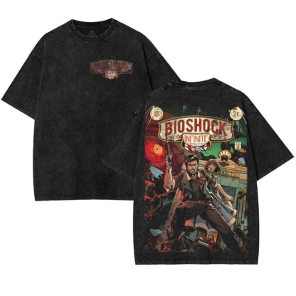 BioShock Infinite Washed Tshirt, Vintage Washed Oversize Graphic T-Shirt