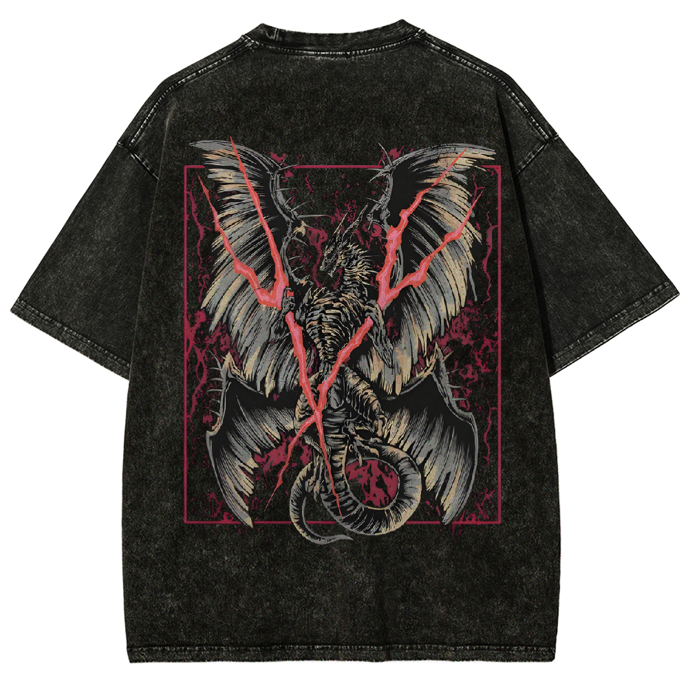 Elden Ring Lichdragon Fortissax Unisex Acid Washed Lightweight Cotton T-Shirt,Graphic Tee, Gift For Game Fan, Game Lover, Streetwear