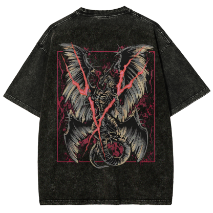 Elden Ring Lichdragon Fortissax Unisex Acid Washed Lightweight Cotton T-Shirt,Graphic Tee, Gift For Game Fan, Game Lover, Streetwear