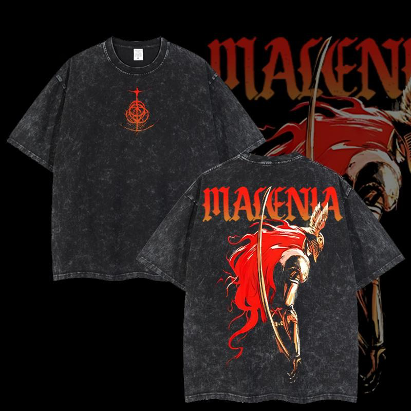 Elden Ring Retro Limited Vintage Malenia-Blade of Miquella Game Oversized Washed T-Shirt